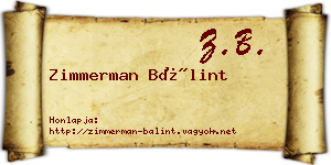 Zimmerman Bálint névjegykártya